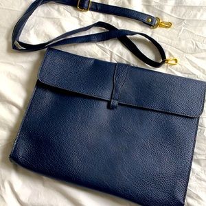 Blue vegan leather crossbody clutch unisex